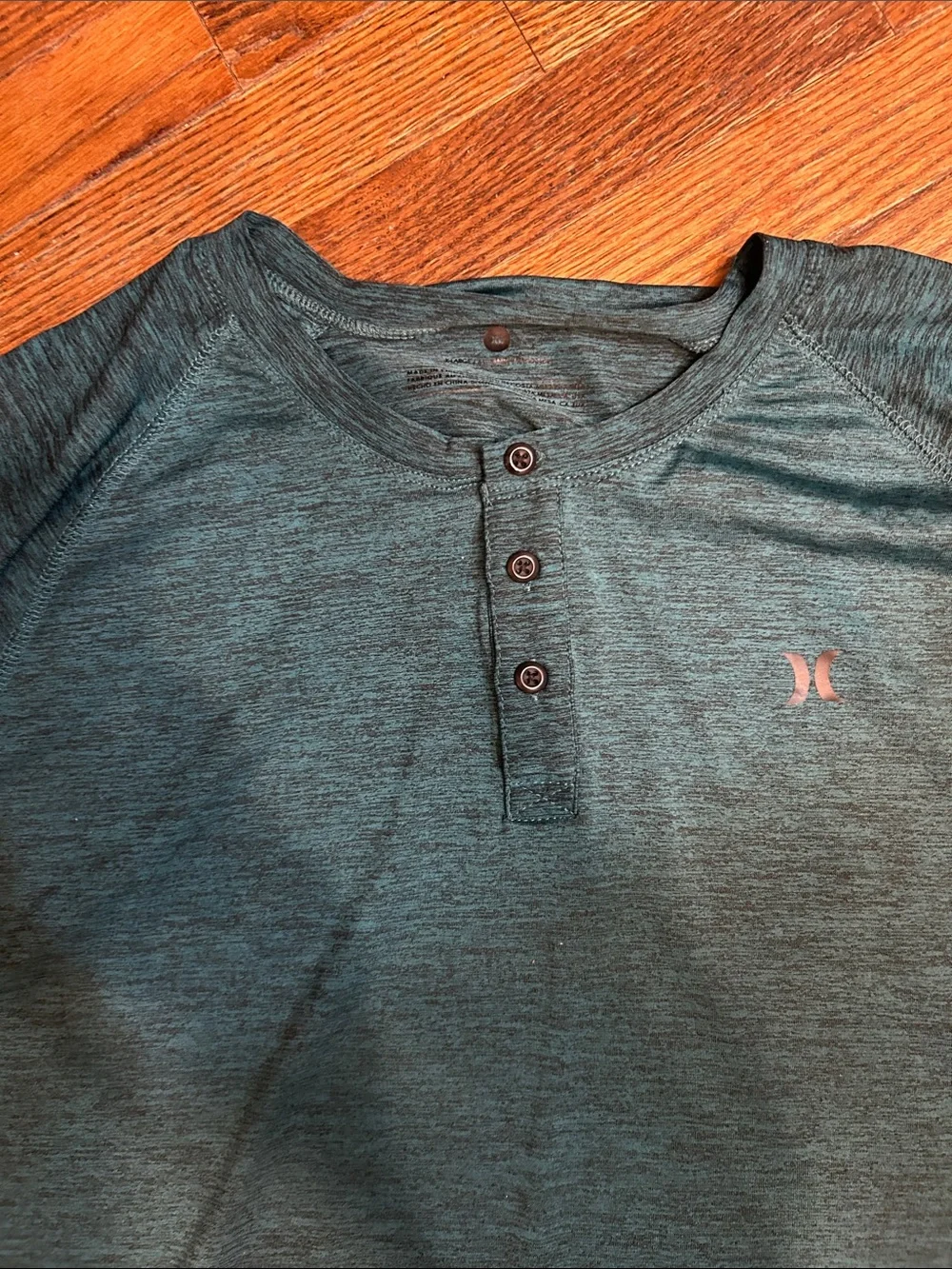 Hurley Men's Long Sleeve Henley in Deep Teal - Picture 3 of 9